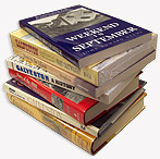 Stacked books.